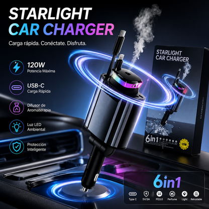 Cargador Turbo 6 en 1 para Auto ⚡ Carga Rápida 120W